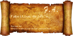 Fabritius Arián névjegykártya